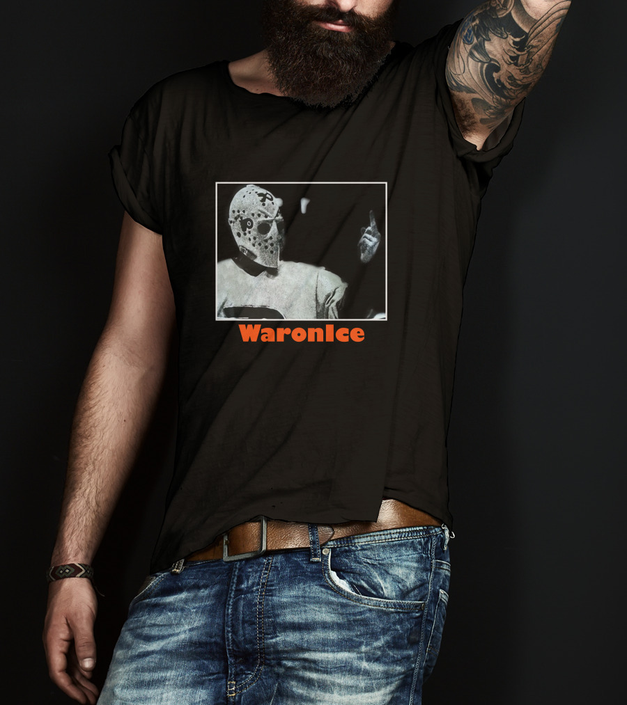 WaronIce Masked Hockey Player With Middle Finger Gesture T-Shirt