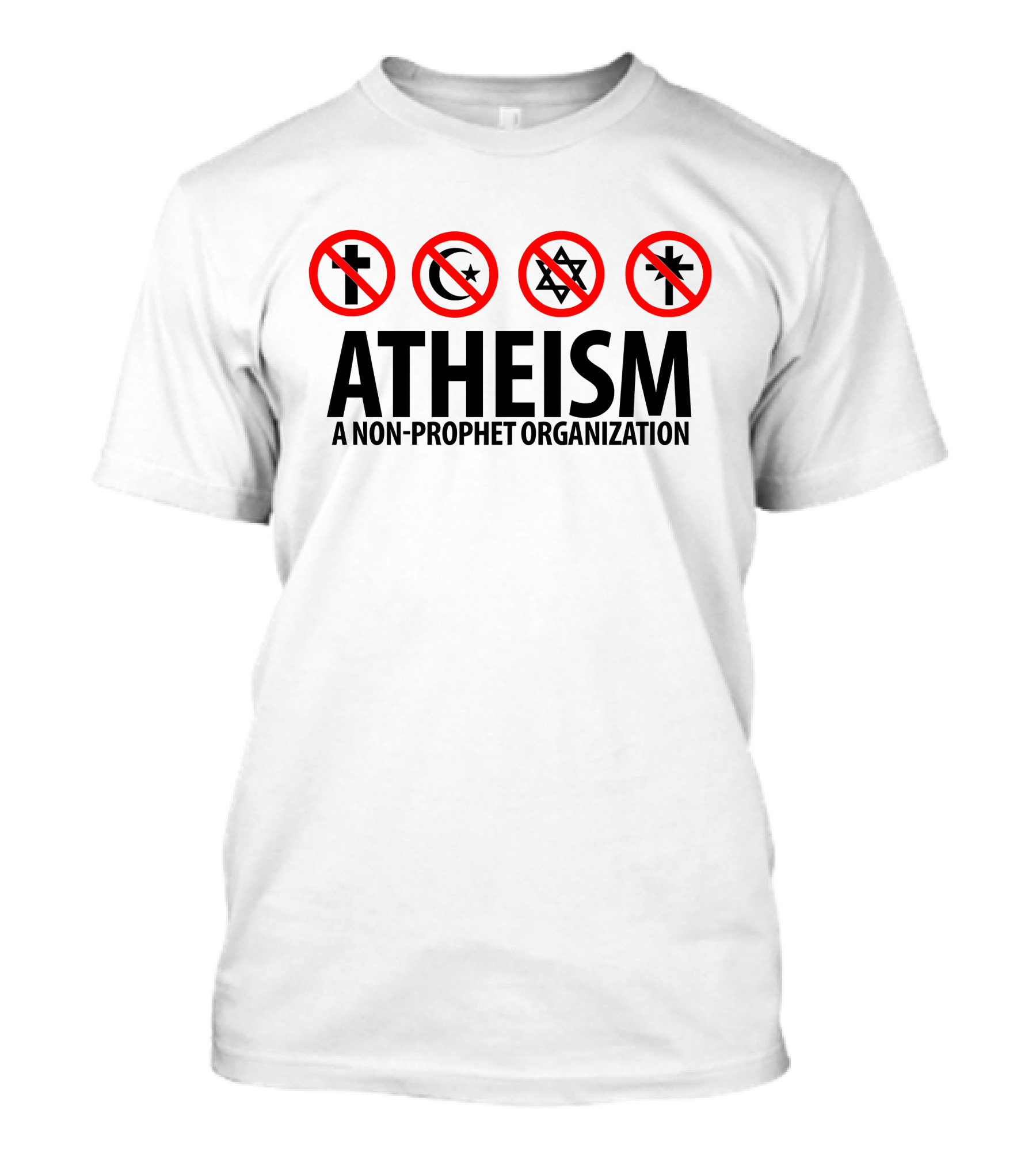 Atheist Republic Atheism A Non-Prophet Organization Cross Crescent Star Marks T-Shirt