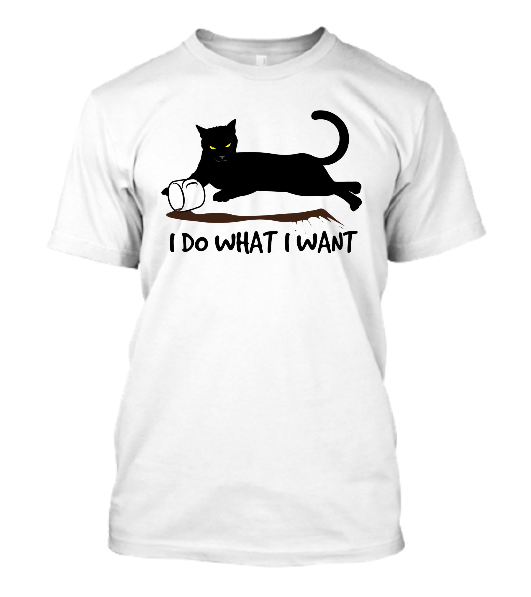 I Do What I Want Cat Black Cat Knocking Over Mug T-Shirt