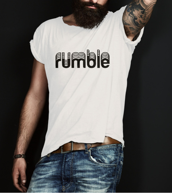 Rumble Optical Illusion Text Design White T-Shirt