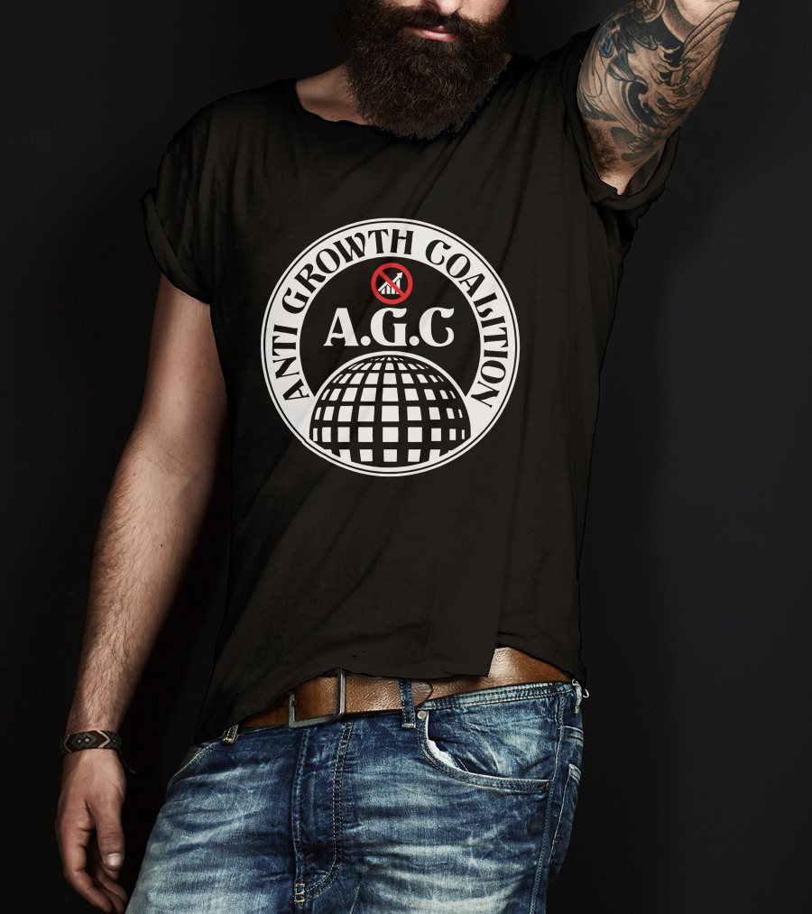 ANTI GROWTH COALITION A.G.C. No Symbol Arrow Globe T-Shirt