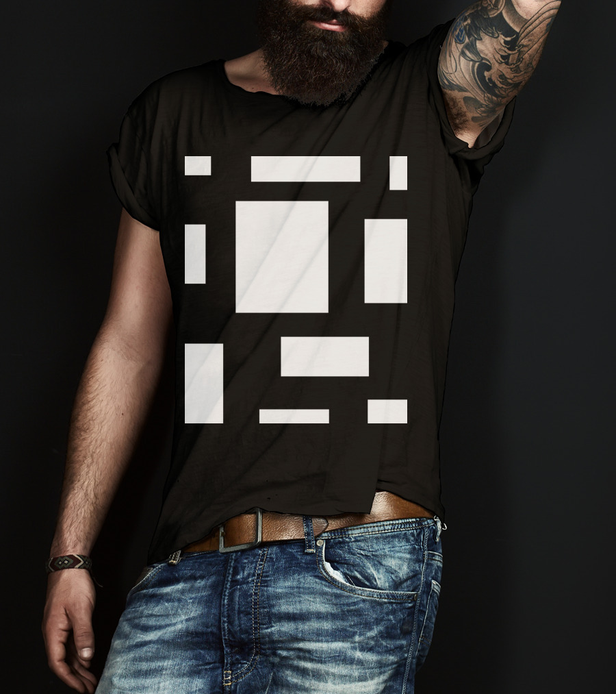 Piet Mondrian Style CAMP MAU 1 MAT BL Geometric Composition T-Shirt