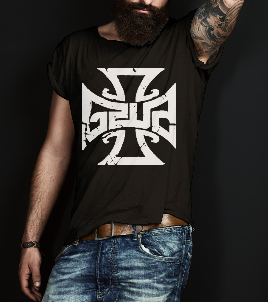 Gzuz Germany Rapper Iron Cross Motif T-Shirt