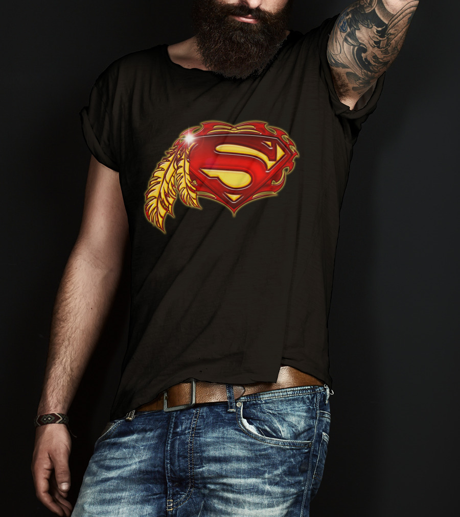 Superman Logo With Native Feather T-Shirt