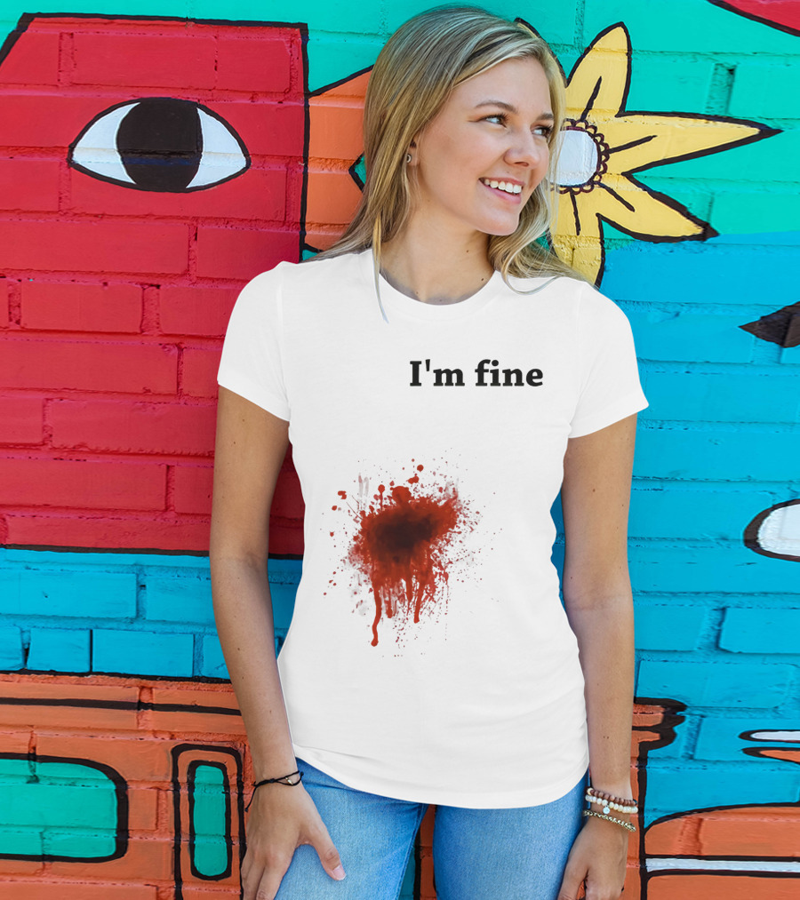 I'm Fine Bloody Zombie Bite Scary Halloween T-Shirt