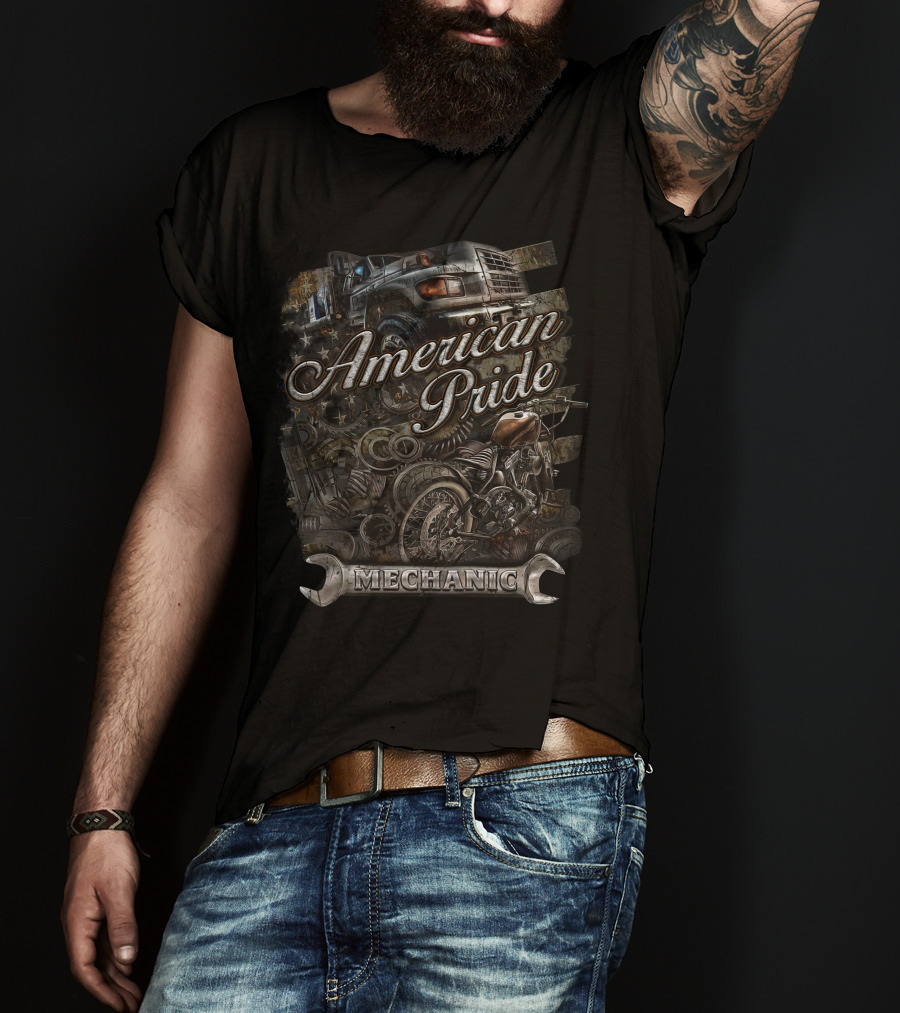 American Pride Mechanic Truck Motorcycle T-Shirt