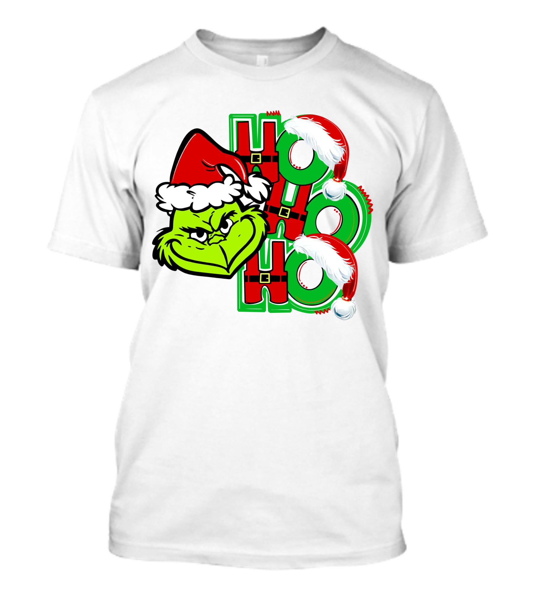 Grinch Ho Ho Ho Santa Hat Christmas T-Shirt