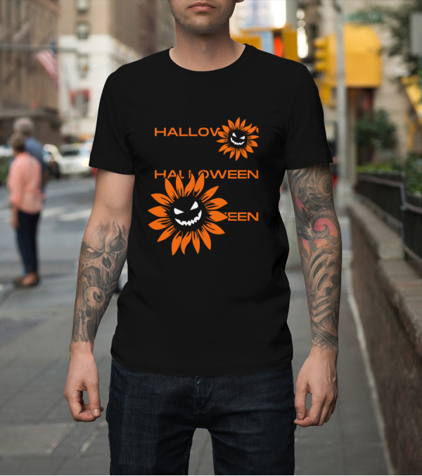 Shirt: Halloween Devil Sunflower Face T-Shirt Halloween Devil Sunflower Face T-Shirt