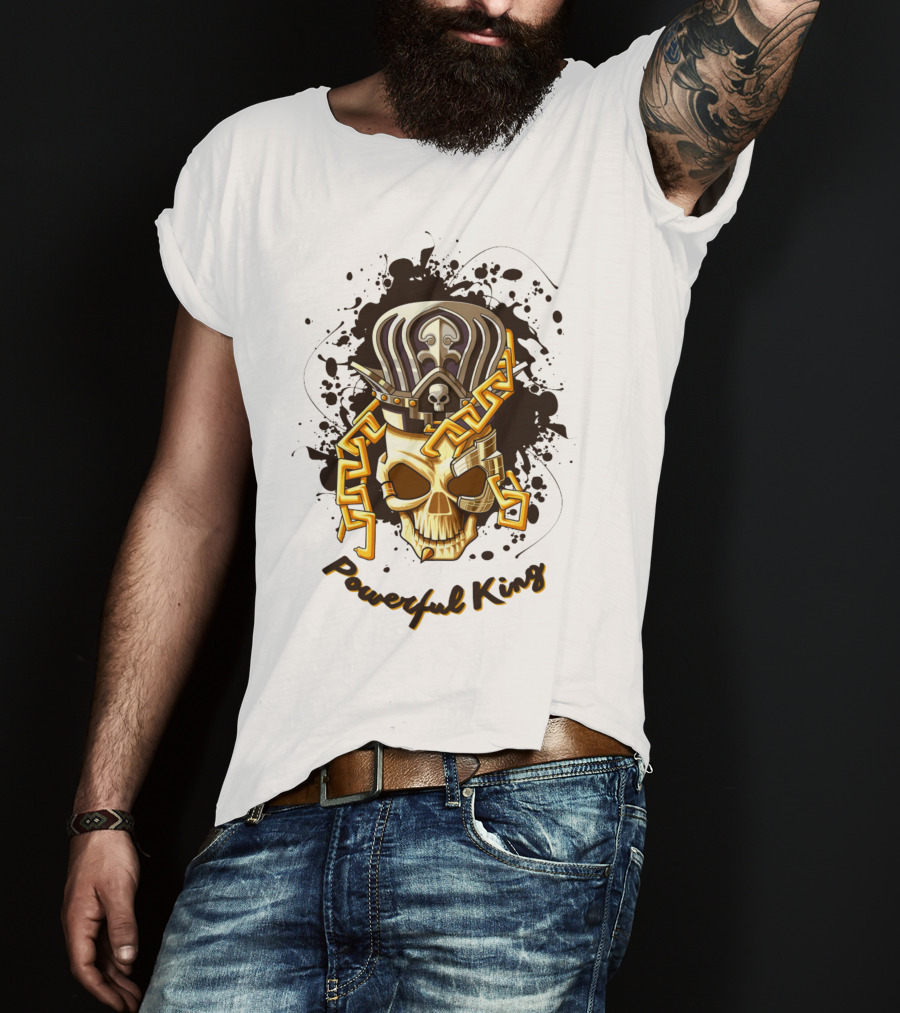 Powerful King Skull With Crown And Chains T-Shirt