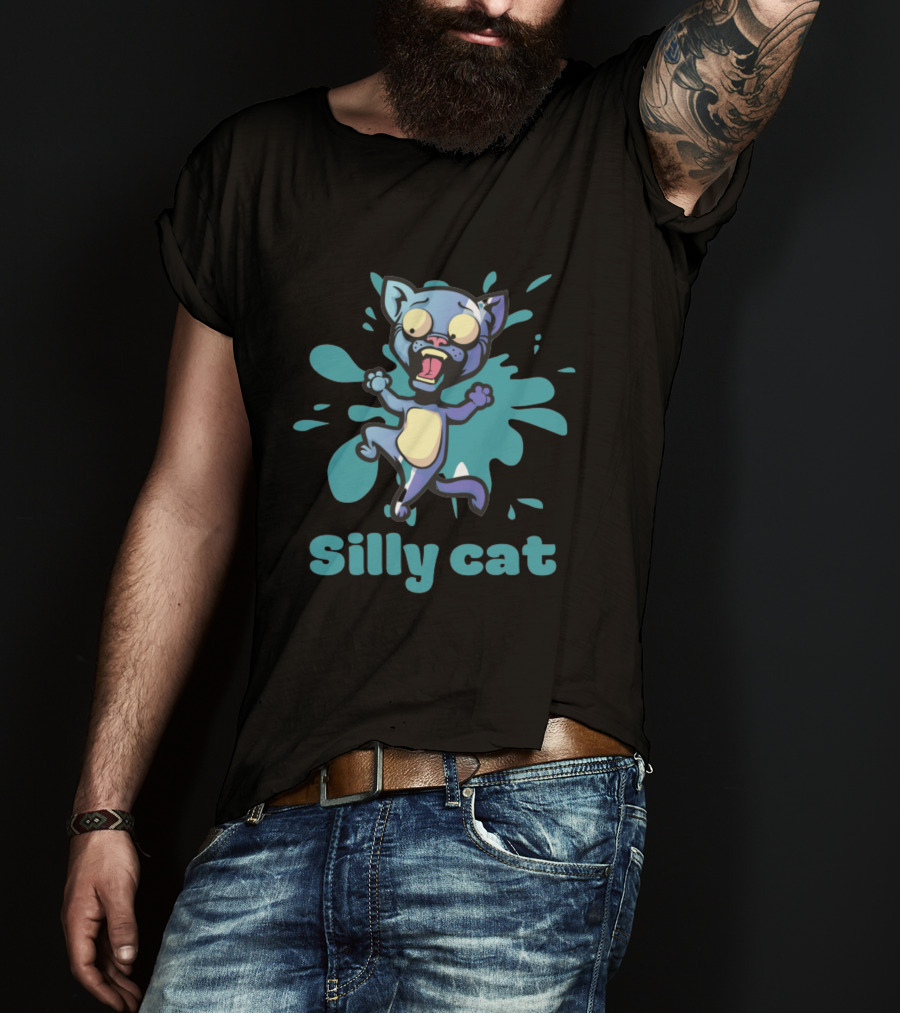 Playful Silly Cat With Cartoon Splash Effect T-Shirt