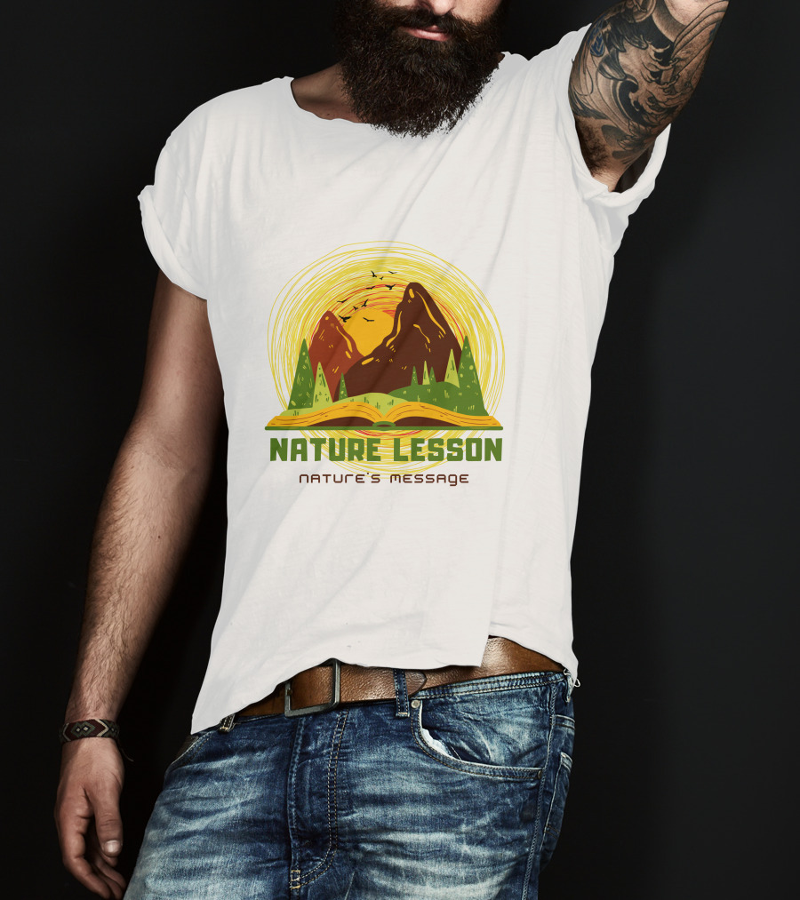 Nature Lesson Nature's Message Open Book With Mountains And Trees T-Shirt