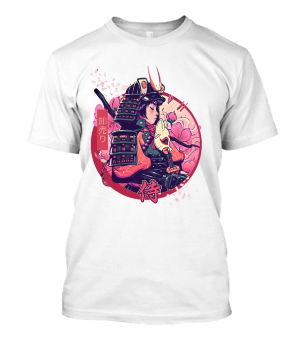 Samurai Girl Cherry Blossom Warrior Japan Kanji T-Shirt
