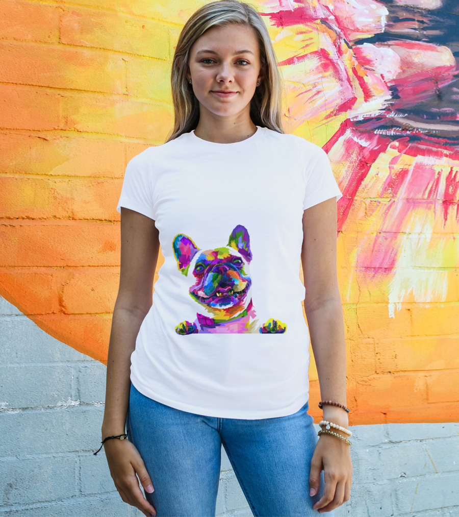 Colorful Dog Pop Art French Bulldog T-Shirt