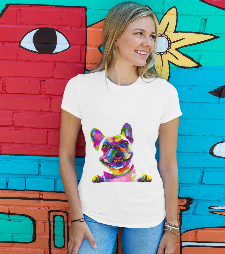 Colorful Dog Pop Art French Bulldog T-Shirt