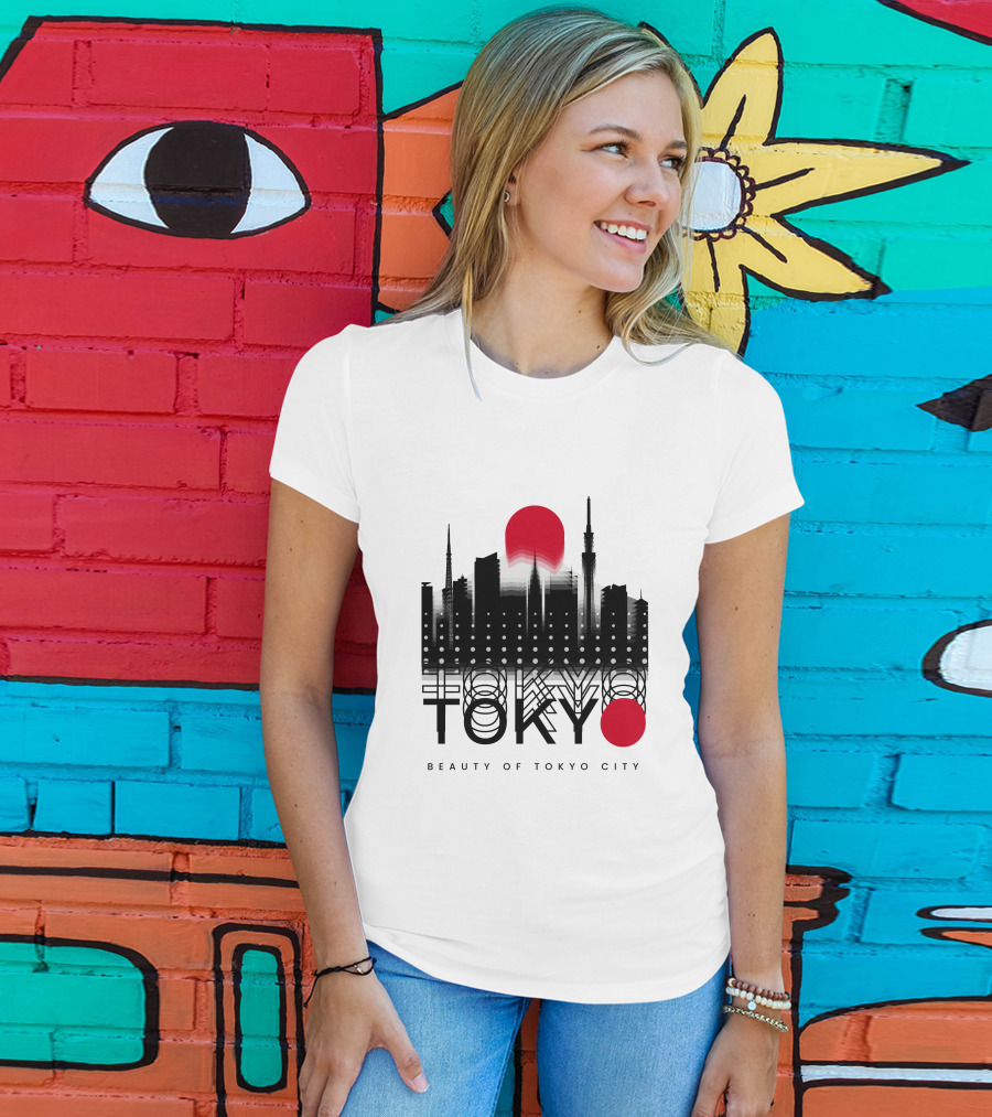 Tokyo Beauty Of Tokyo City Skyline Red Sun T-Shirt