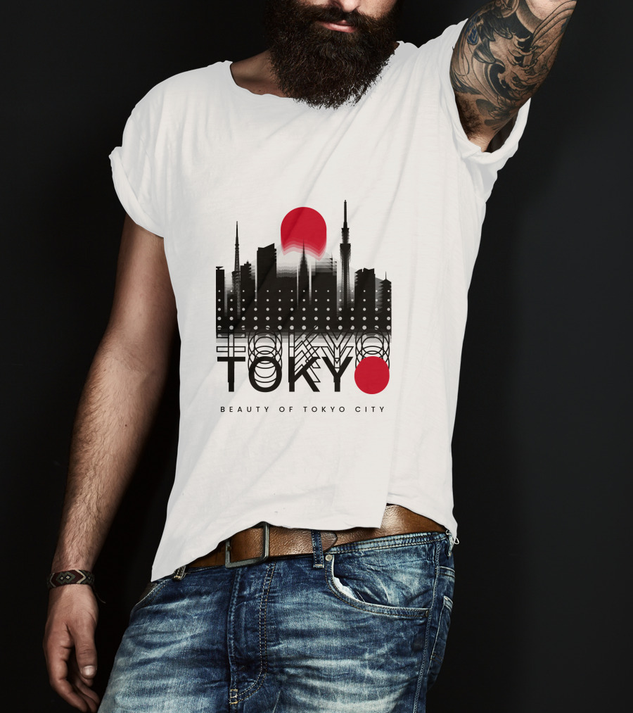Tokyo Beauty Of Tokyo City Skyline Red Sun T-Shirt