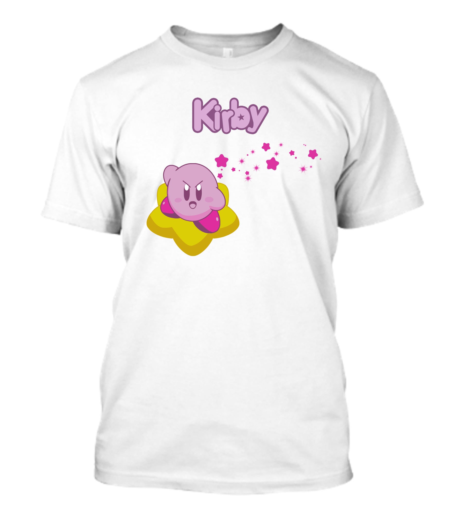 Kirby On Star With Pink Sparkling Stars Trail T-Shirt