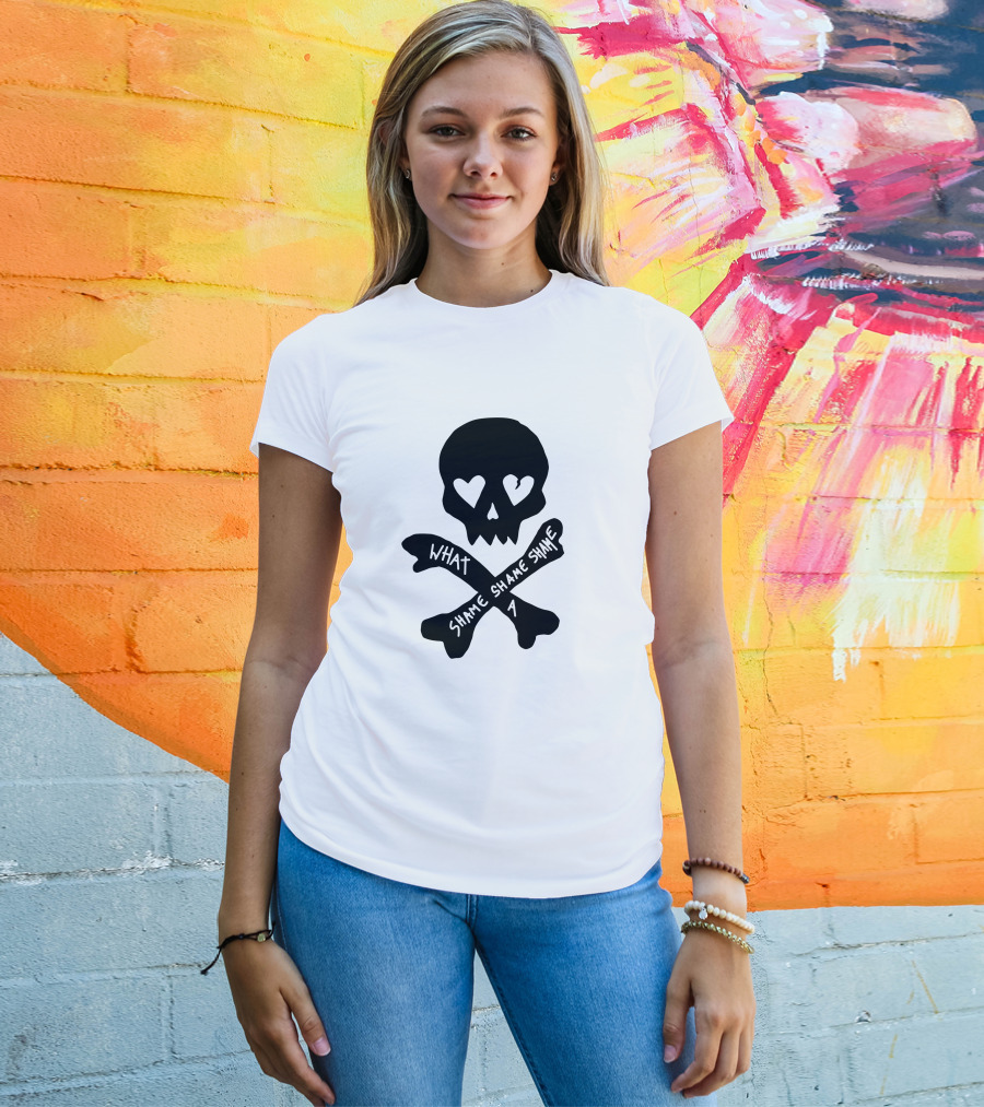 What A Shame Skull And Crossbones With Heart Eyes T-Shirt
