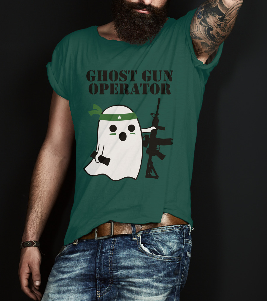 Ghost Gun Operator Ghost With Bandana And Rifle T-Shirt