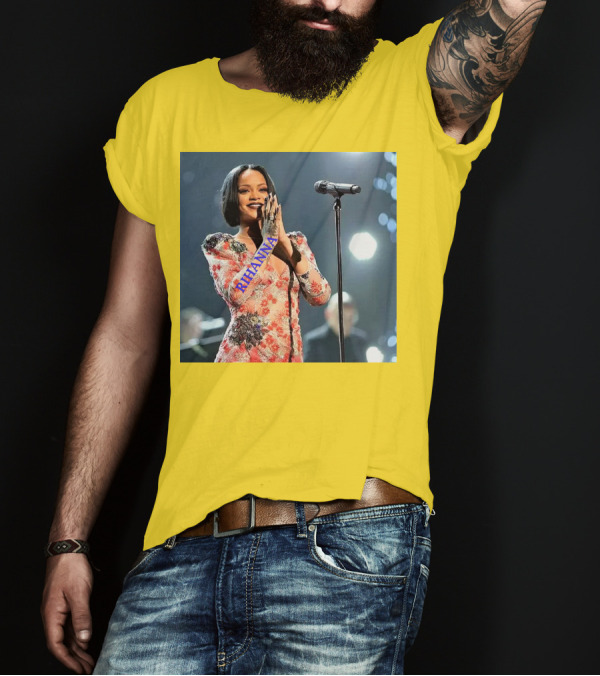 Rihanna Singer Songwriter Actress Performance Floral Dress T-Shirt