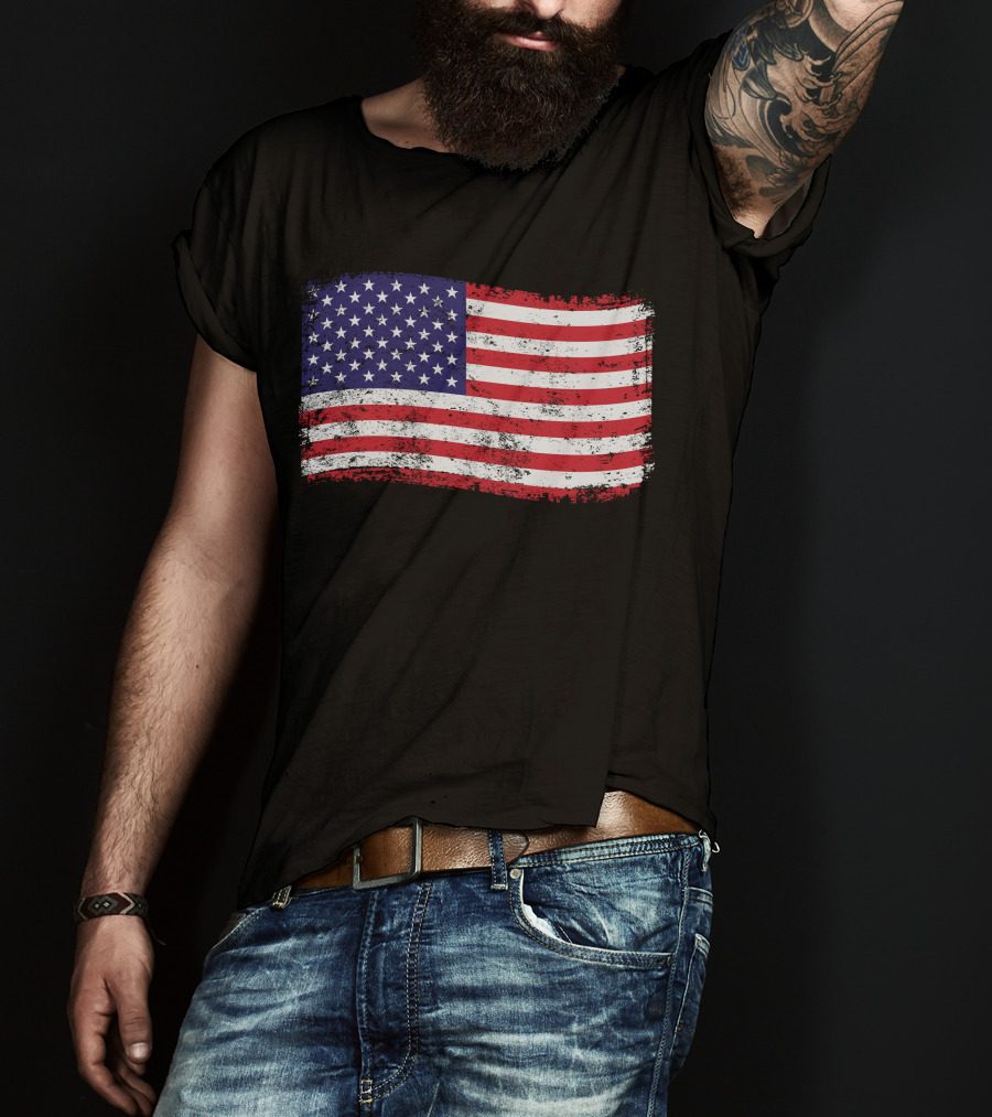 American Flag Distressed Vintage Style T-Shirt