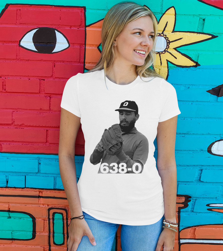 Castro 638-0 Baseball Pitcher Image With Cap Displaying 'O' T-Shirt