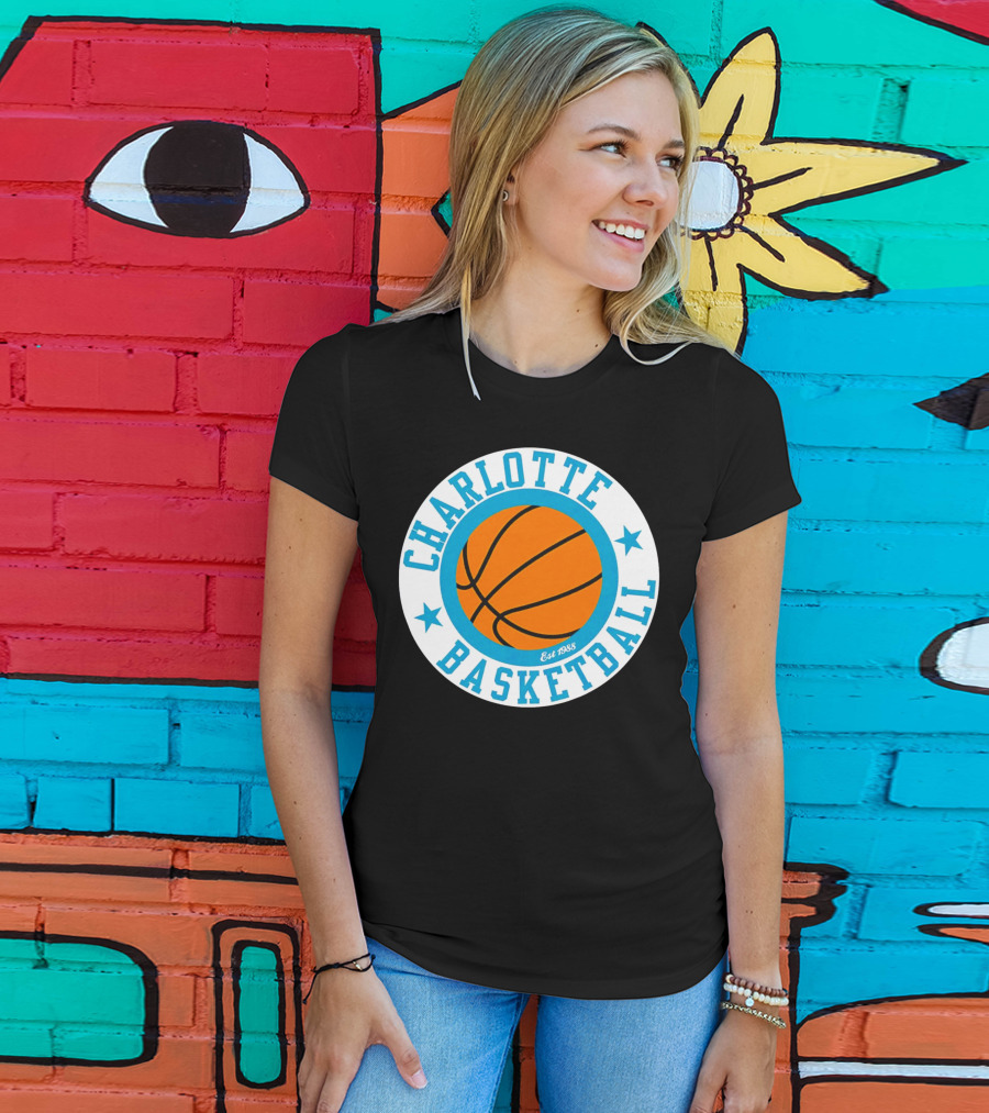 Charlotte Basketball Est 1988 Logo Vintage Style Circle Emblem T-Shirt