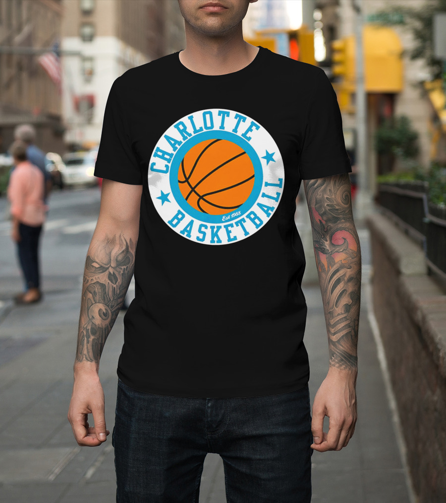 Charlotte Basketball Est 1988 Logo Vintage Style Circle Emblem T-Shirt