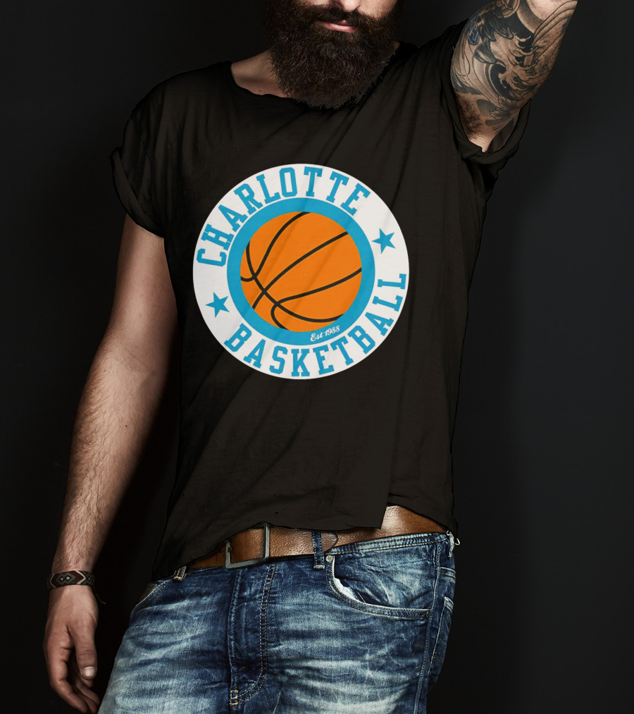 Charlotte Basketball Est 1988 Logo Vintage Style Circle Emblem T-Shirt