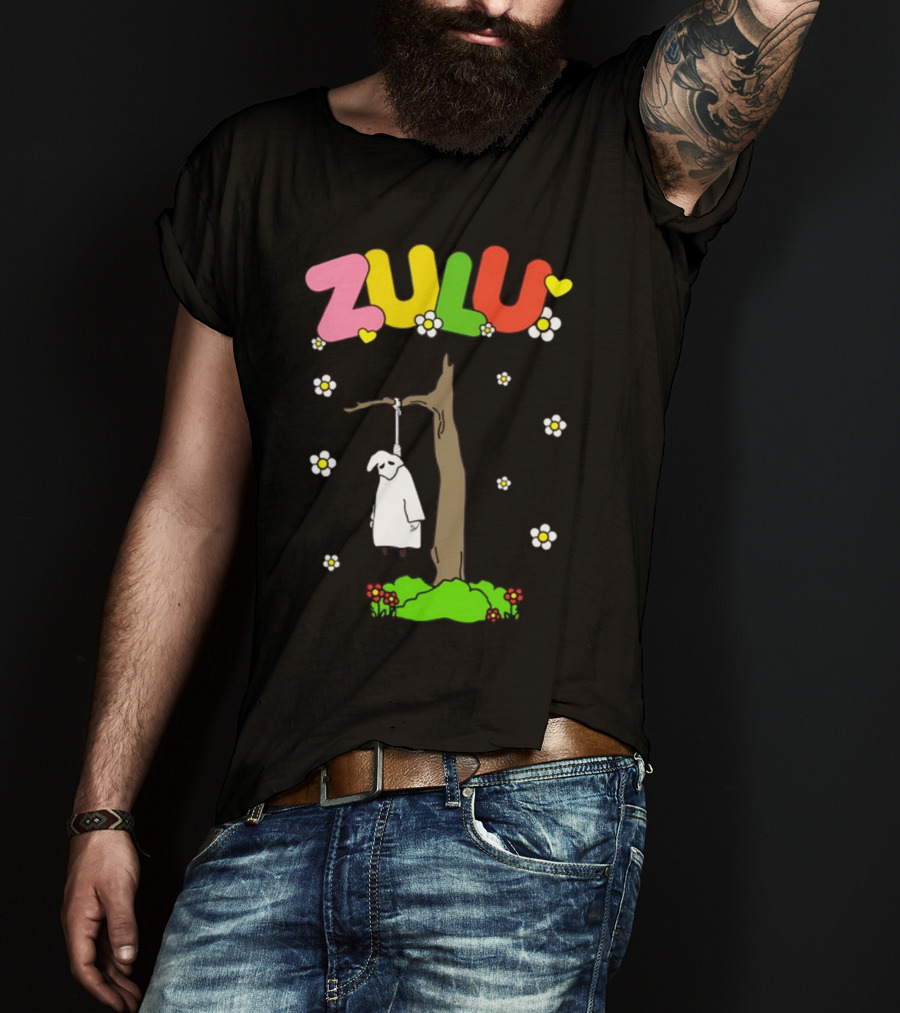 Zulu Hanging Tree With Colorful Text And Heart Flowers T-Shirt