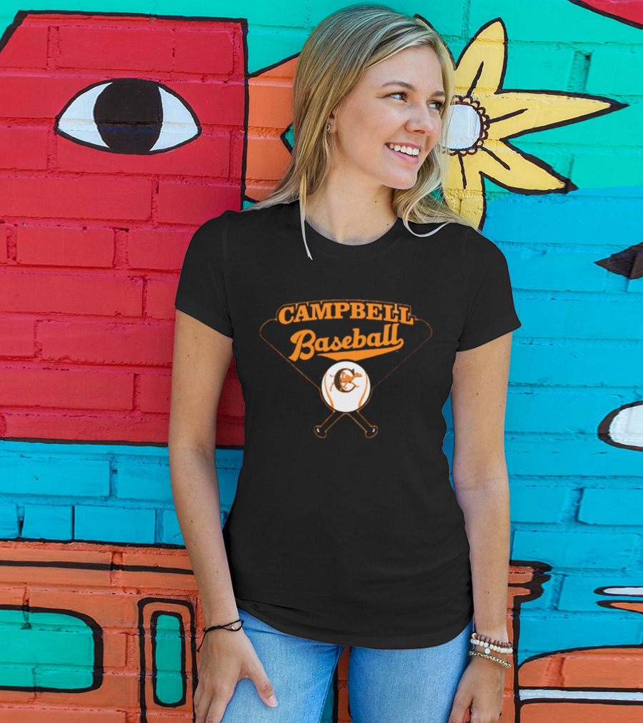 Campbell Baseball Crossed Bats T-Shirt