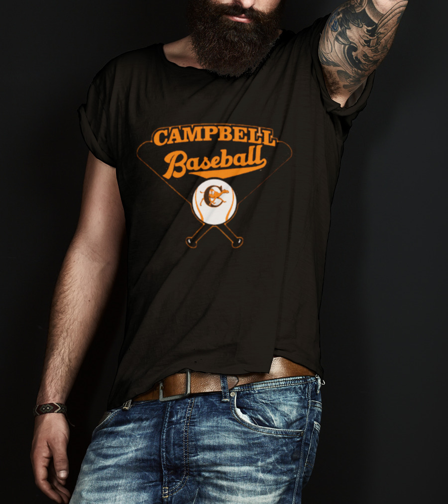 Campbell Baseball Crossed Bats T-Shirt