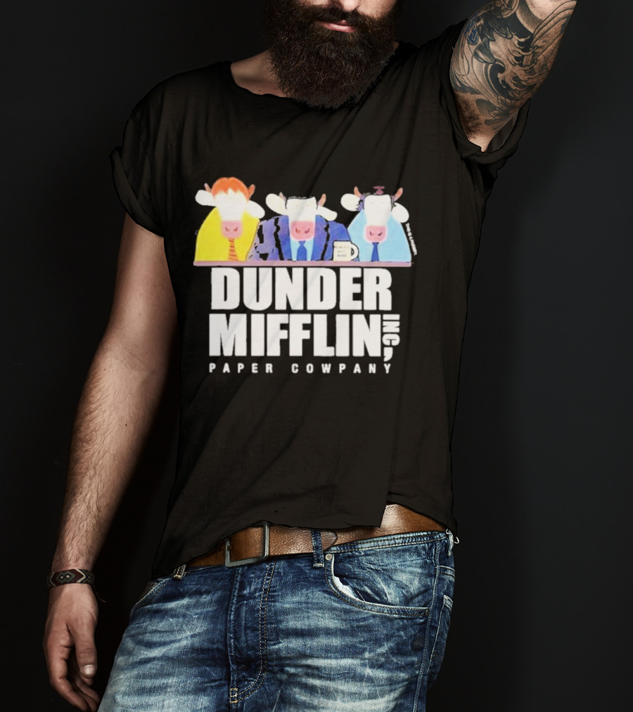 Dunder Mifflin Inc Paper Cowpany Cow Characters T-Shirt