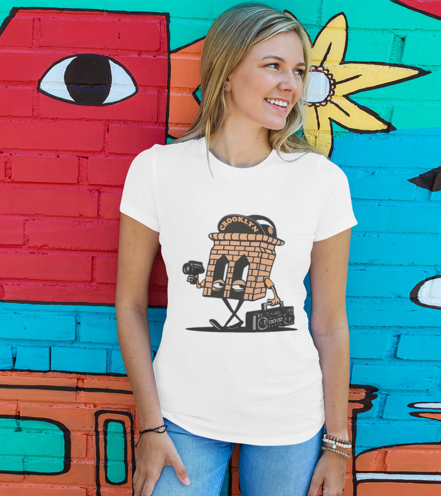 Crooklyn Brick Character With Camera And Boombox T-Shirt