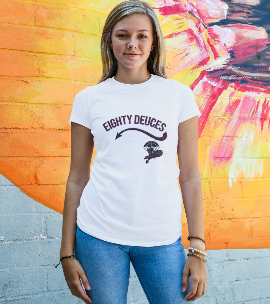 Eighty Deuces Parachuting Mascot Fayetteville Woodpeckers Milb Store T-Shirt