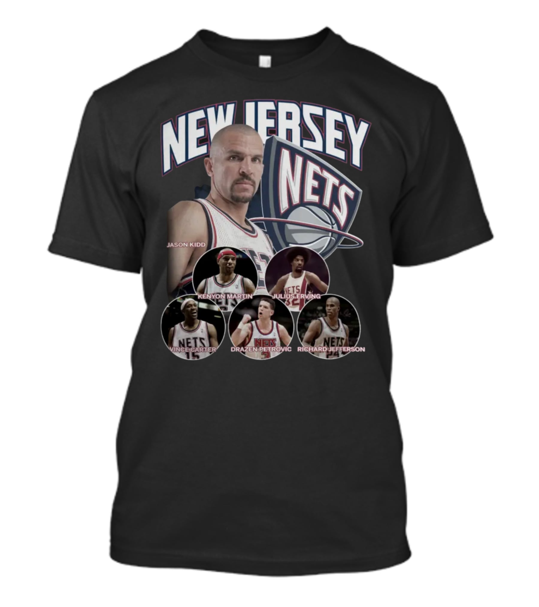 New Jersey Nets Jason Kidd Kenyon Martin Julius Erving Vince Carter Drazen Petrovic Richard Jefferson T-Shirt