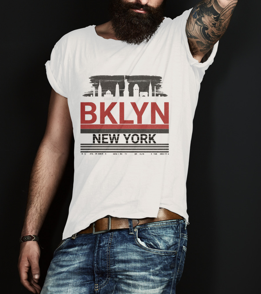 BKLYN New York Skyline Silhouette Landmarks T-Shirt