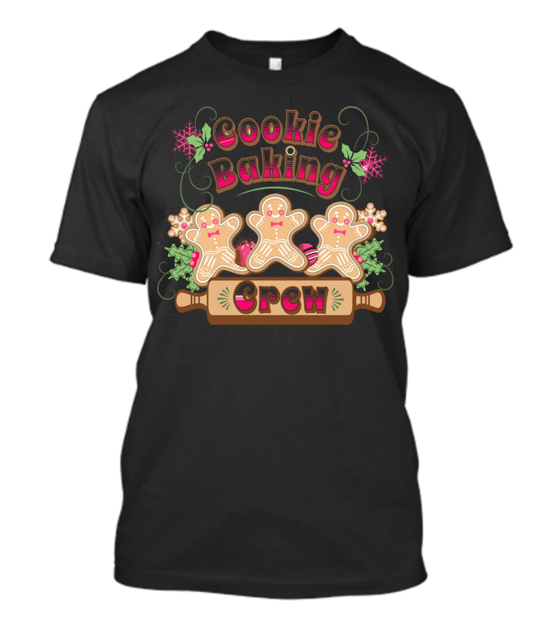 Cookie Baking Crew Gingerbread Ginger Festive Holiday Snowflakes T-Shirt