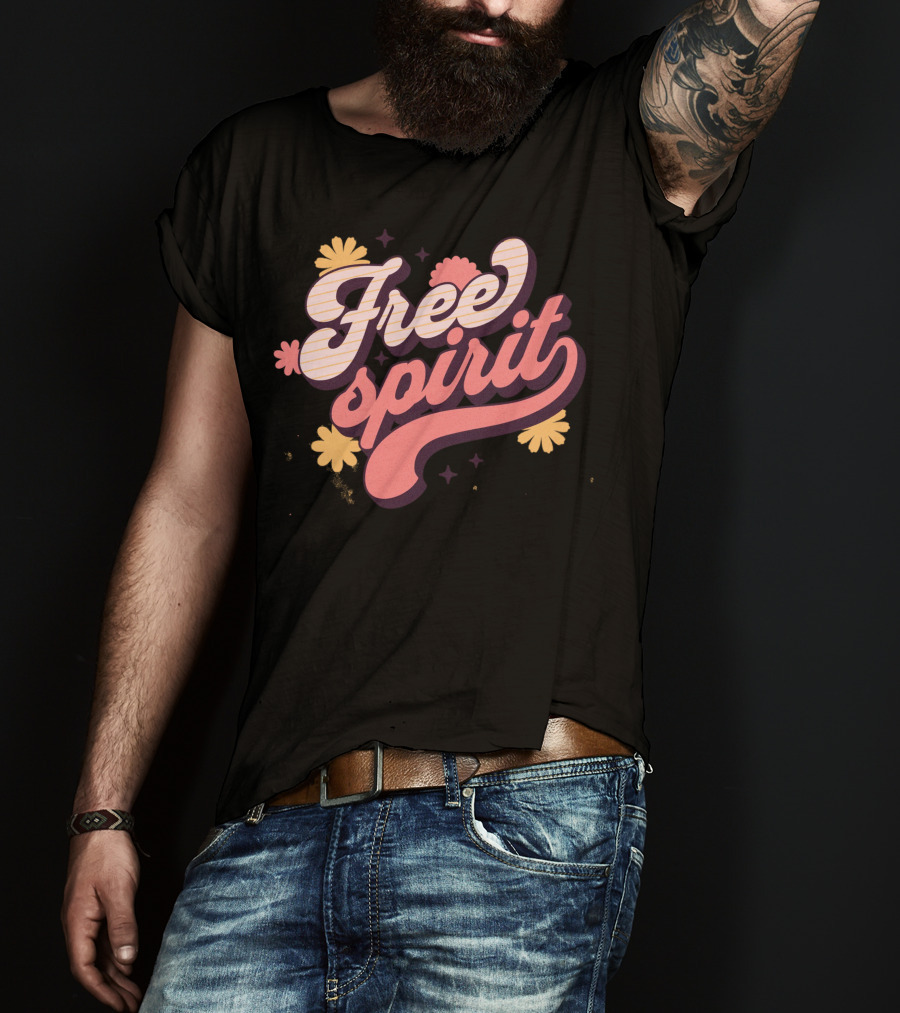 Free Spirit Retro Pink And Yellow Flowers T-Shirt