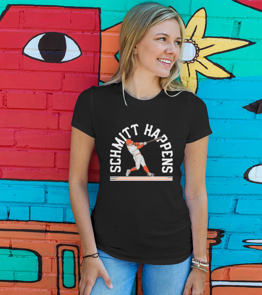 Schmitt Happens Baseball Player Swinging Bat T-Shirt