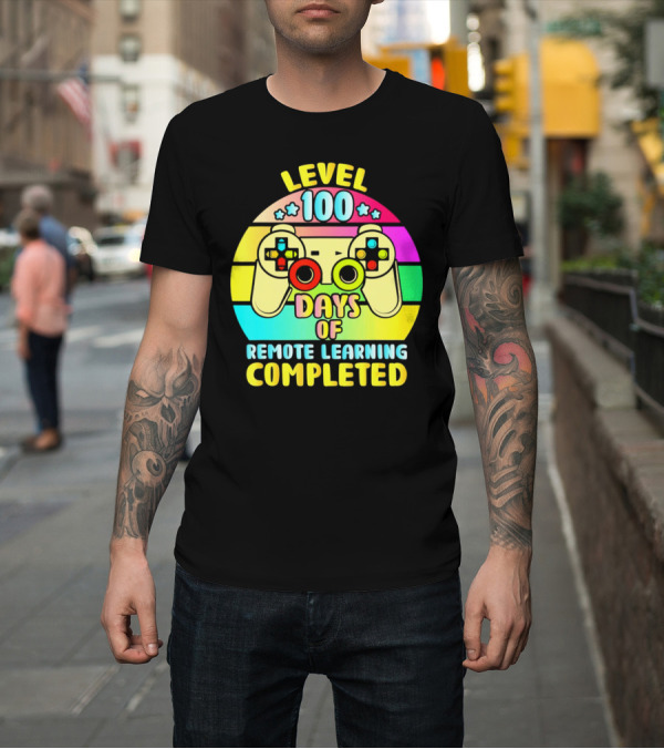 Shirt: Level 100 Days of Remote Learning Completed Vintage Controller T-Shirt Level 100 Days of Remote Learning Completed Vintage Controller T-Shirt