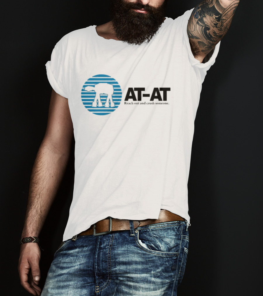 AT-AT Reach Out And Crush Someone Retro Circle Motif T-Shirt