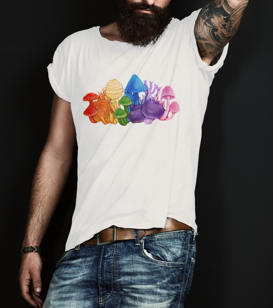 NZ Rainbow Fungi Colorful Mushroom Collection T-Shirt