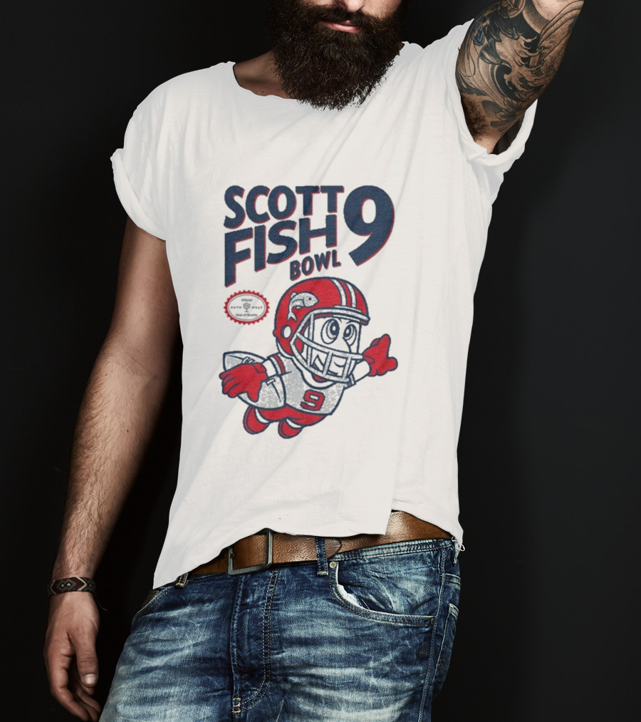 Scott Fish Bowl 9 Football Player Mascot T-Shirt