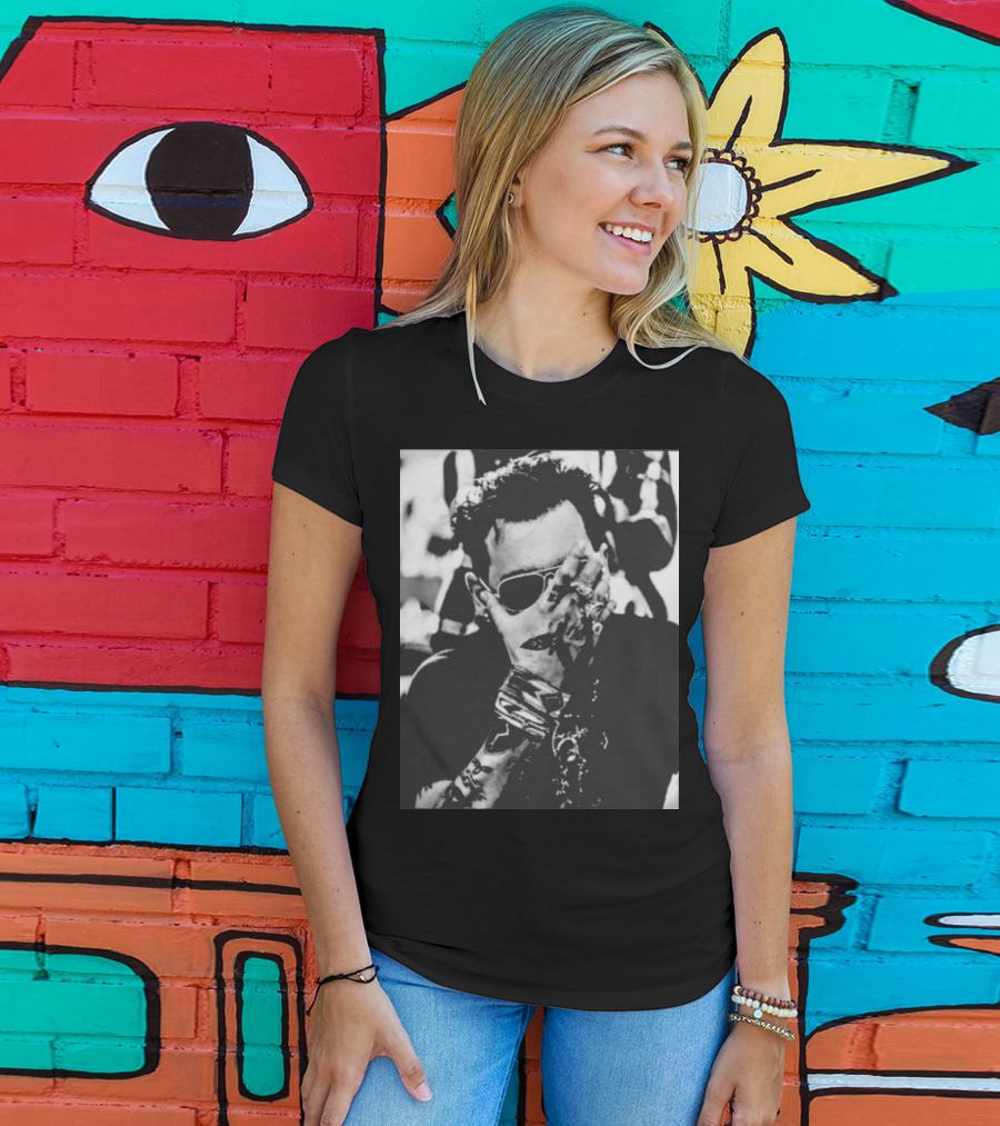 Johnny Depp Black And White Tattoo Style Photo T-Shirt