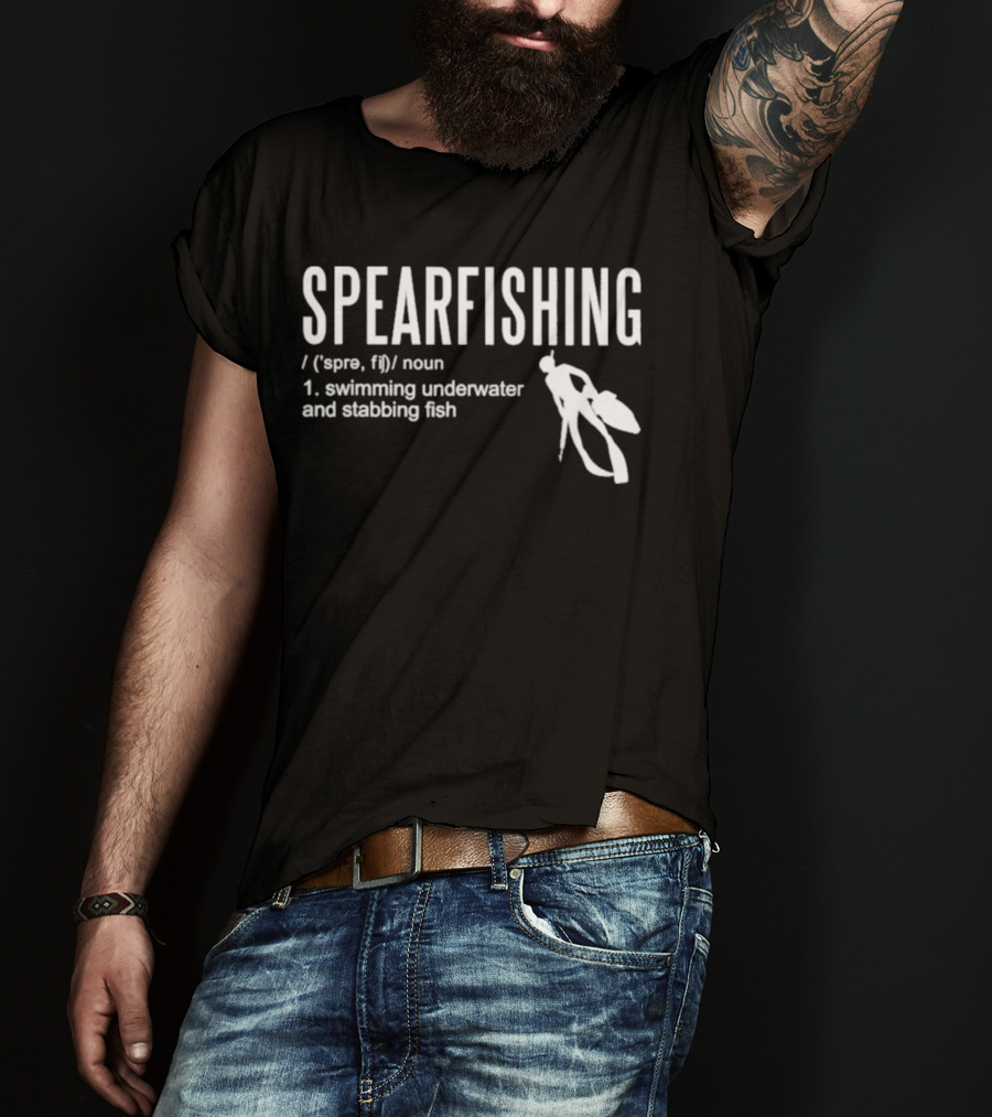 SPEARFISHING Swimming Underwater And Stabbing Fish T-Shirt