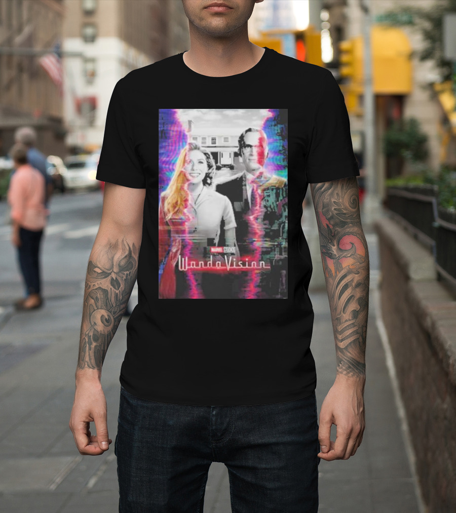 Marvel Studios WandaVision Colorful Glitch Effect Retro TV T-Shirt