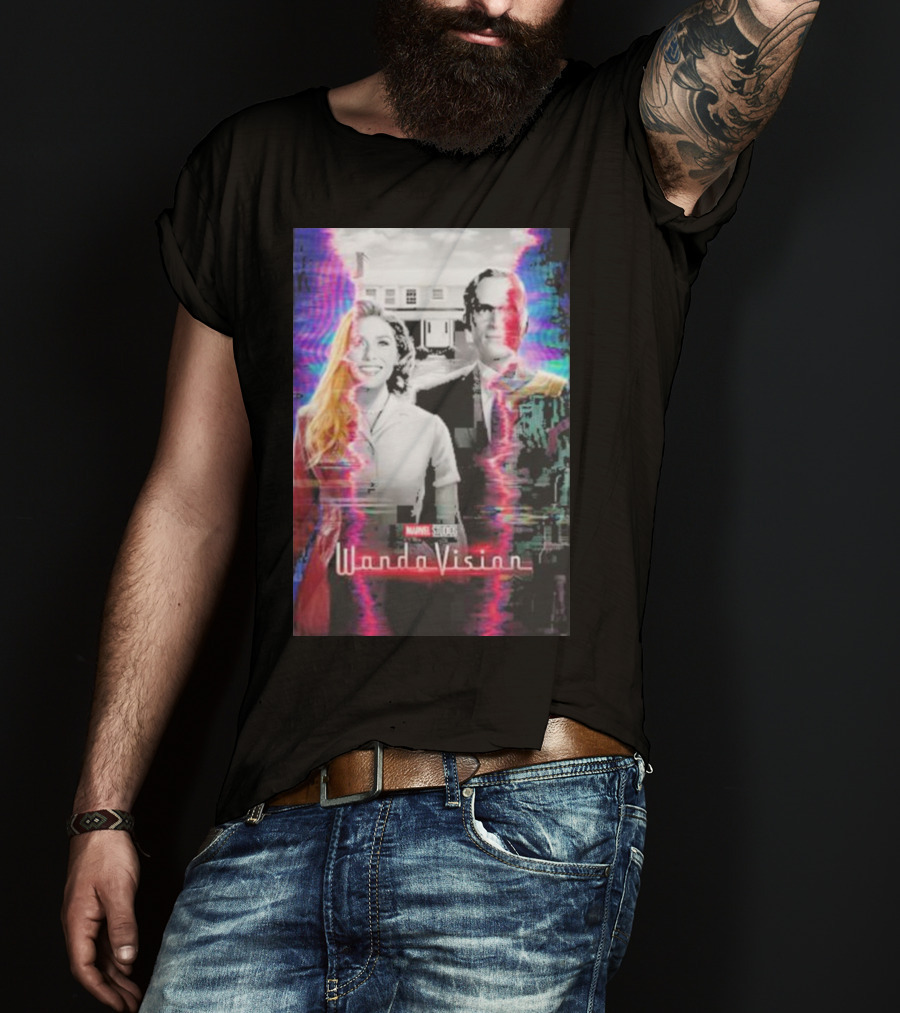 Marvel Studios WandaVision Colorful Glitch Effect Retro TV T-Shirt