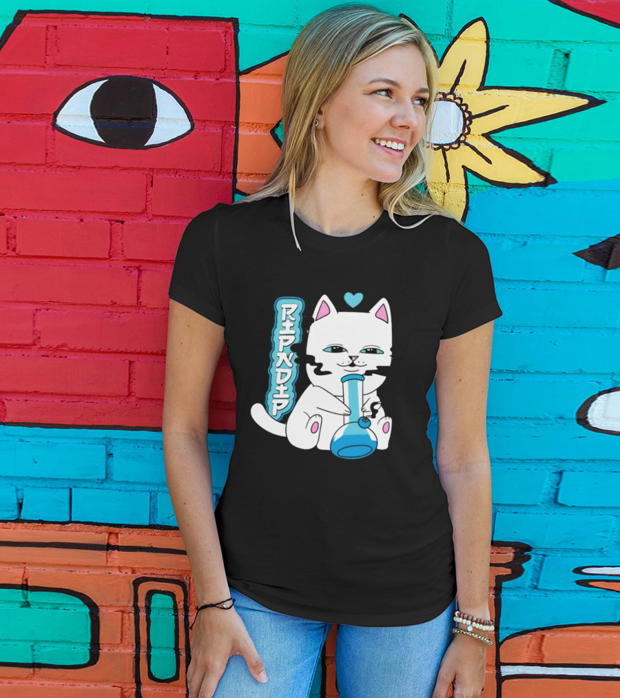Ripndip Clothing Cat With Bong And Heart Motif T-Shirt