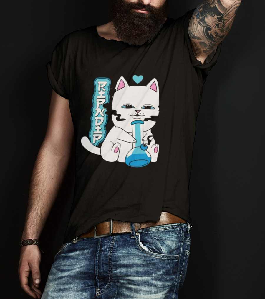 Ripndip Clothing Cat With Bong And Heart Motif T-Shirt